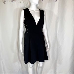 Plunge Black Dress with Bow
